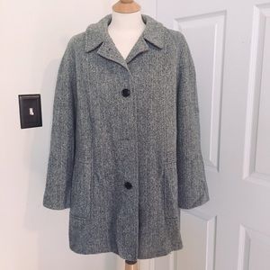 Vintage Pea Coat - Black and White Herringbone